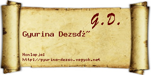 Gyurina Dezső névjegykártya